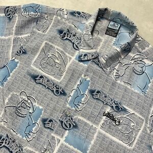 Y2K South Pole Hip-Hop Logo Mens Medium Button Up Shirt Fat Boy Mascot AOP